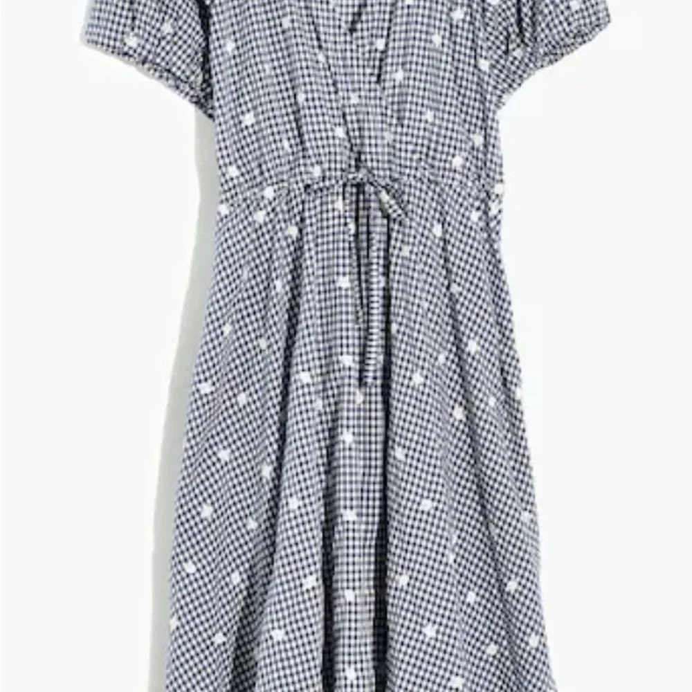 Gently Loved Embroidered Gingham Faux-Wrap Tie-Waist Midi Dress by Madewell - Picture 15 of 16